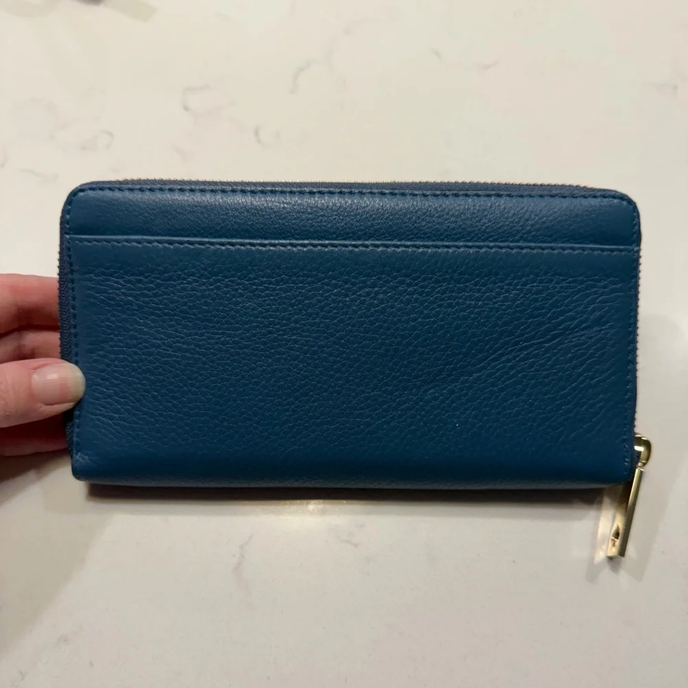 Kate Spade Blue Leather Zippy Wallet